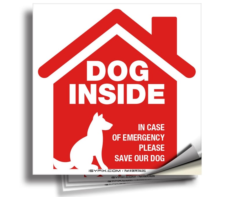 iSYFIX Dog Inside Alert Signs Stickers - 4 Pack 5x5 Inch - Premium Self-Adhesive Vinyl, Laminated for Ultimate UV, Weather, Scratch, Water and Fade Resistance, Indoor and Outdoor red - Image 1